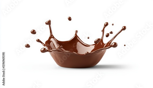 Chocolate Liquid Splash on White Background