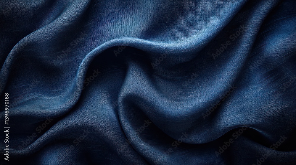 Fototapeta premium Dark blue fabric draped in folds