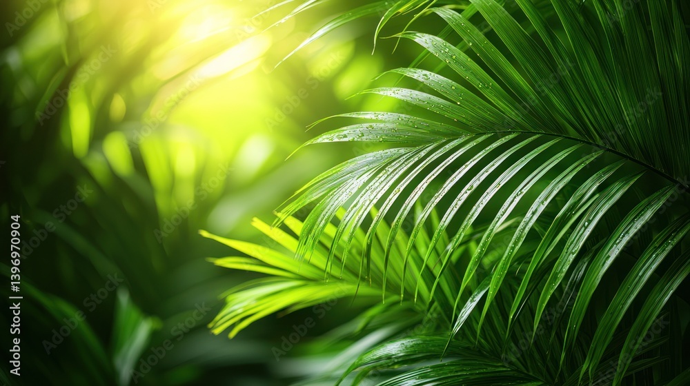 Obraz premium Lush green palm leaves