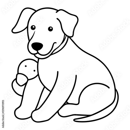 Max the dog snuggles with his favorite stuffed toy silhouette