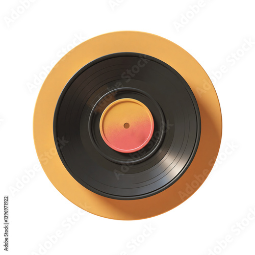 Wallpaper Mural Vintage Black Vinyl Disc Record 3D Render Icon Illustration Cute Cartoon Style. Music Media Object Torontodigital.ca