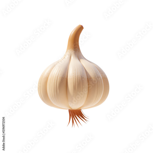 Garlic 3D Render Icon Illustration Cute Cartoon Style Spicy Food Ingredient Isolated
