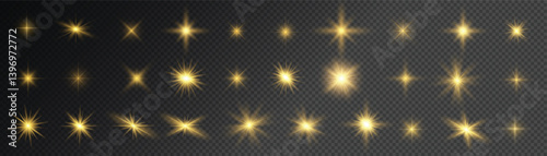 Glow isolated white light effect set, lens flare, explosion, glitter, line, sun flash, spark and stars. Abstract special effect element design. Shine ray with lightning Vector