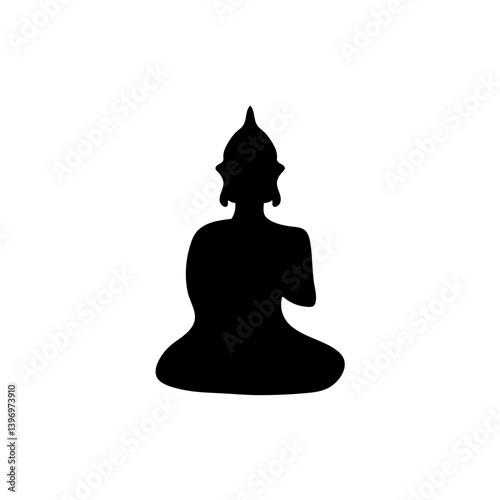 Buddha statue silhouette. Mindfulness and meditation illustration.