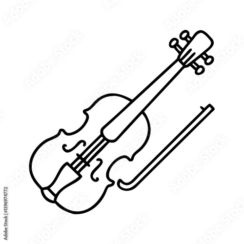 violin icon, violin line art - simple line art of violin, perfect for violin logos and icons