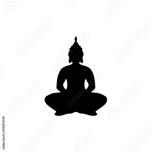 Buddha statue silhouette. Mindfulness and meditation illustration.