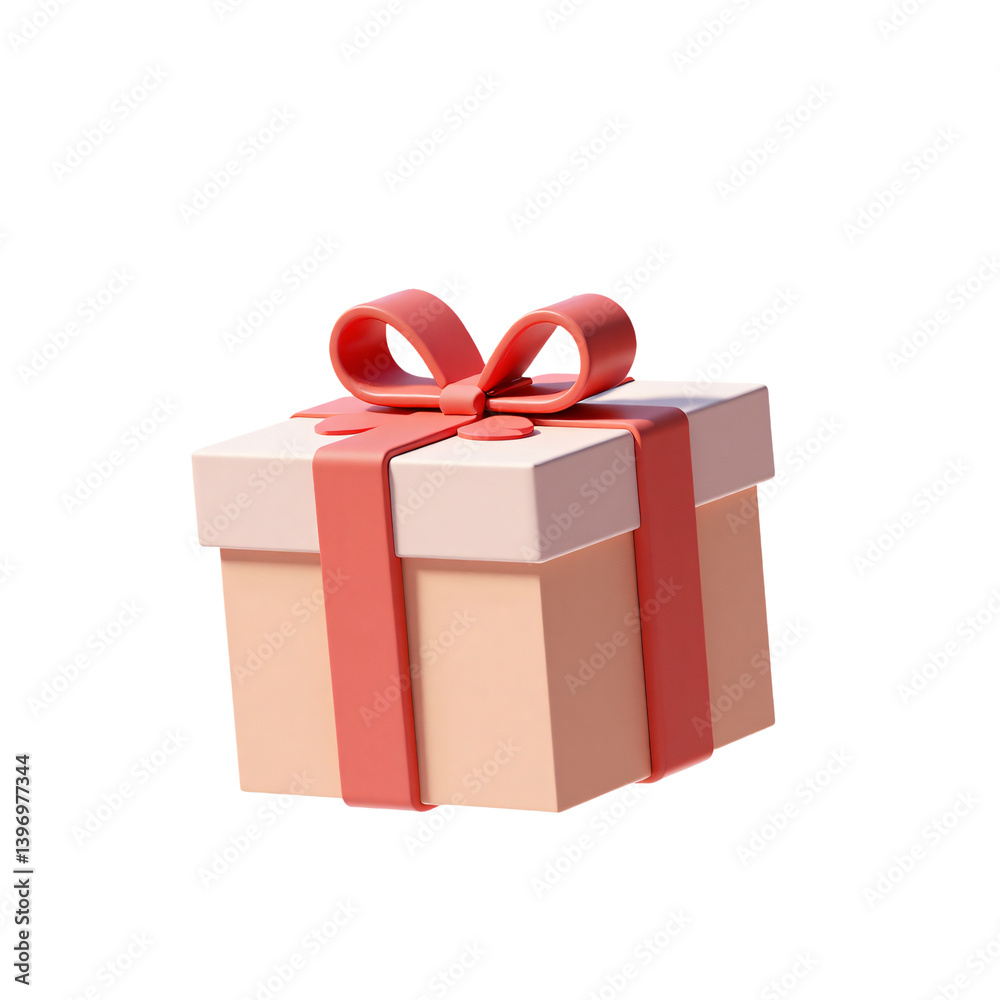 Obraz premium Gift Box with Ribbon 3D Render Icon Illustration Cute Cartoon Style Present with Ribbon