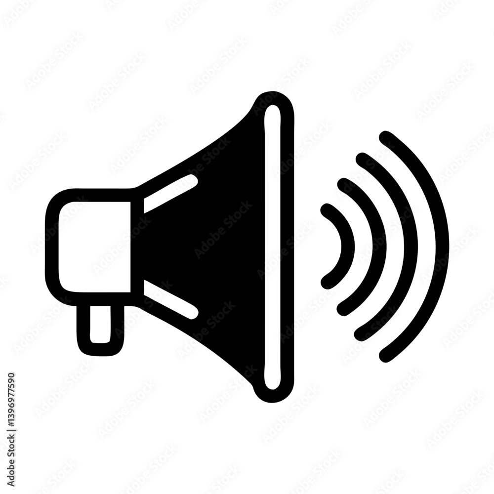 Loudspeaker with Sound Lines Icon Design Loudspeaker with Sound Lines Icon Design