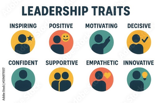 Key leadership traits including inspiring, motivating, and innovative qualities