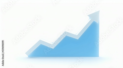 Blue upward arrow chart symbolizing growth, success, and progress in business and finance
