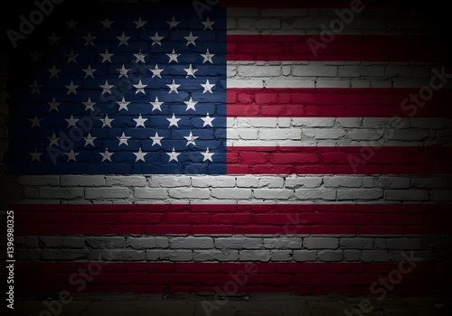 rustic distressed american stars and stripes flag with grunge texture against dark backdrop for patriotic memorial day and veterans projects
 photo