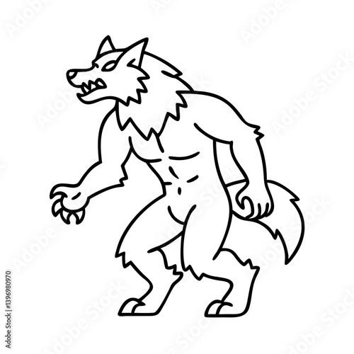 werewolf icon, werewolf line art - simple line art of werewolf, perfect for werewolf logos and icons