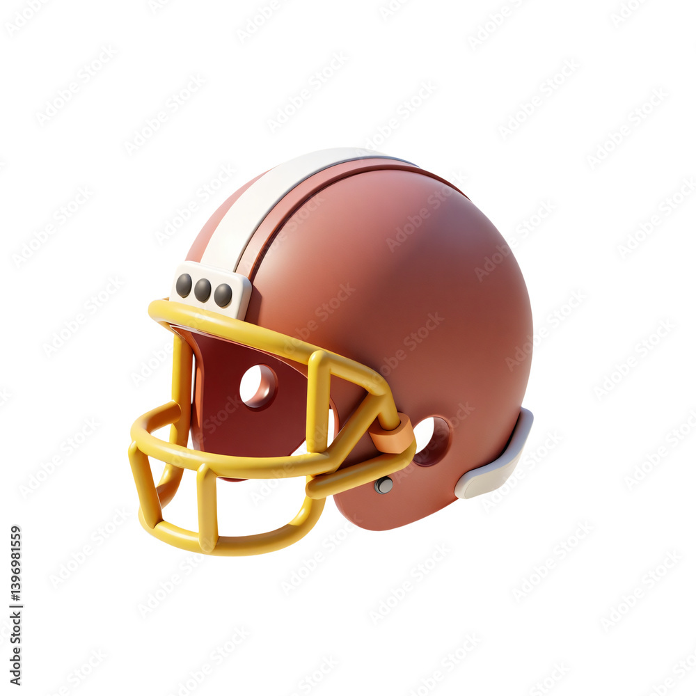 Fototapeta premium American Football Helmet 3D Render Icon Illustration in Cute Cartoon Style Isolated