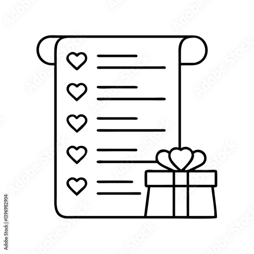 wishlist icon, wishlist line art - simple line art of wishlist, perfect for wishlist logos and icons