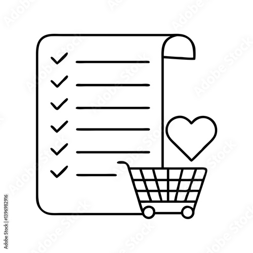 wishlist icon, wishlist line art - simple line art of wishlist, perfect for wishlist logos and icons
