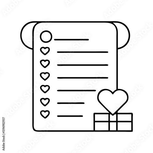 wishlist icon, wishlist line art - simple line art of wishlist, perfect for wishlist logos and icons
