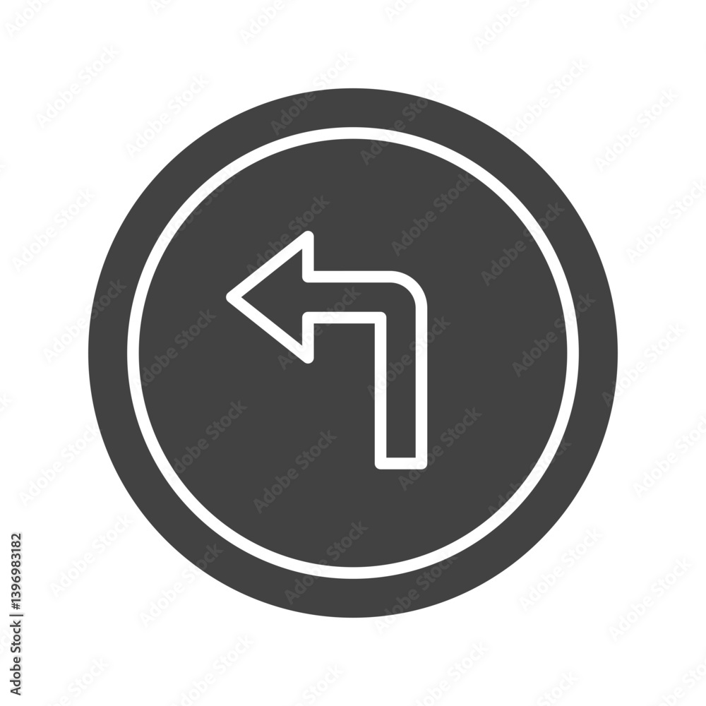 Left Turn icon vector image. Suitable for mobile apps, web apps and print media. Left Turn icon vector image. Suitable for mobile apps, web apps and print media.