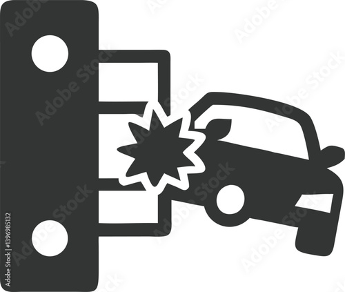 Car Crash Collision Clipart Vector, Impact of Two Vehicles, Transparent Icon