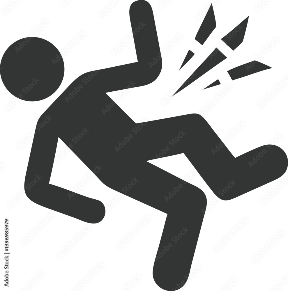 Person Slipping on Peel Icon, Figure Falling Down with Transparent Background Person Slipping on Peel Icon, Figure Falling Down with Transparent Background