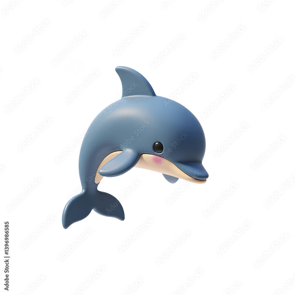 Naklejka premium Cute Dolphin Head 3D Render Icon Illustration with Star in Cartoon Style Isolated