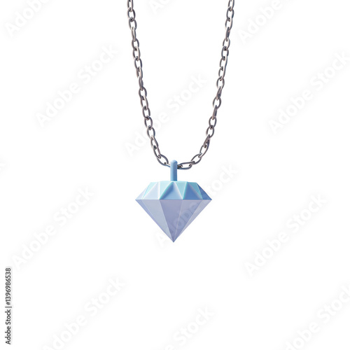 Elegant Diamond Necklace Pendant 3D Render Icon Illustration in Cute Cartoon Style Transparent