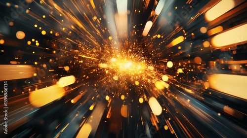 A vibrant, dynamic burst of golden light radiating outward, creating a sense of speed and energy.