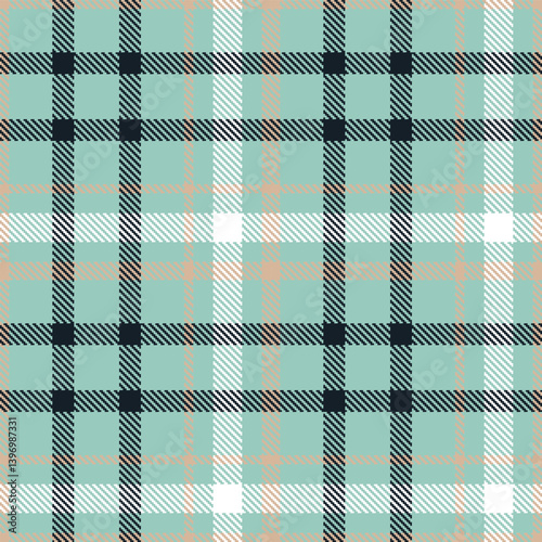 Light pale teal and Soft putty Seamless Tartan Textile Design