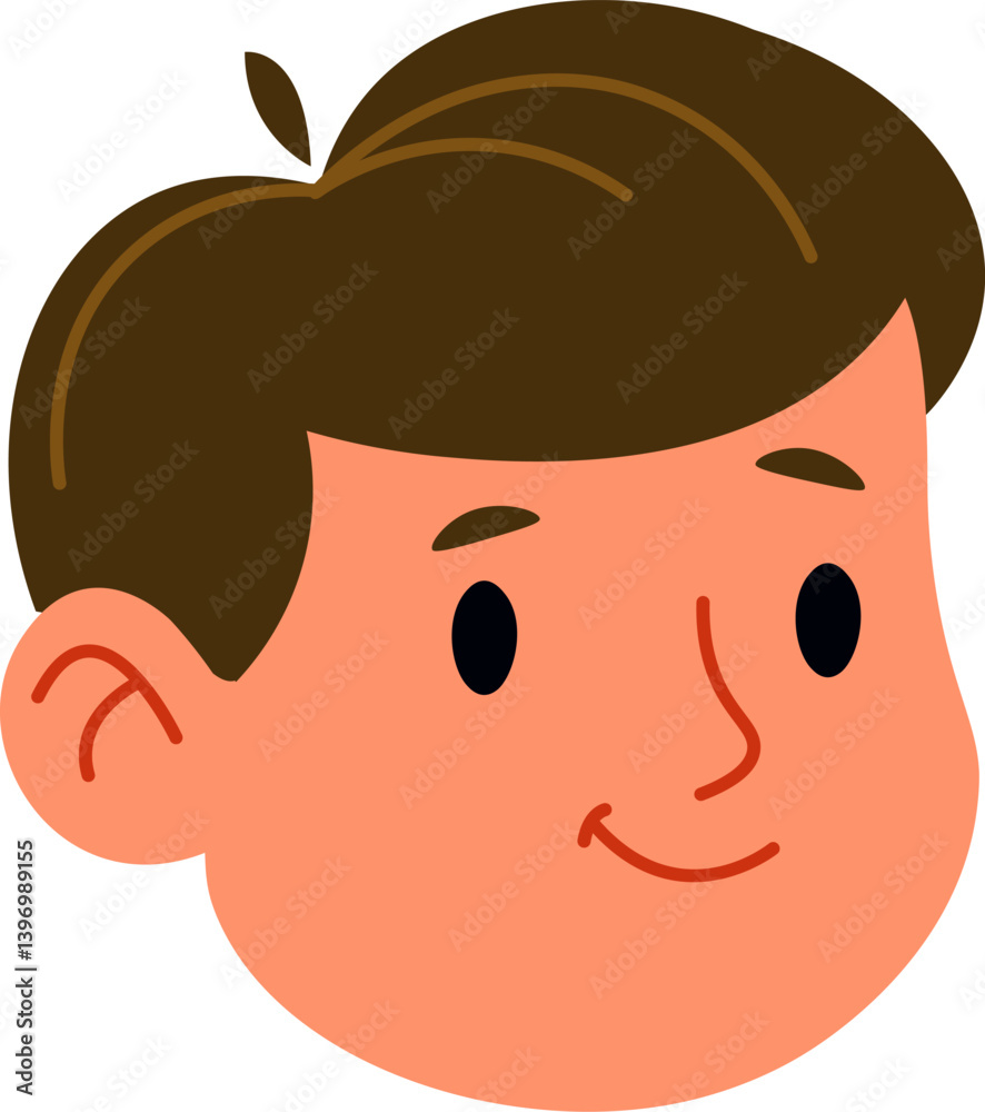 Fototapeta premium Smiling Boy Headshot Cartoon