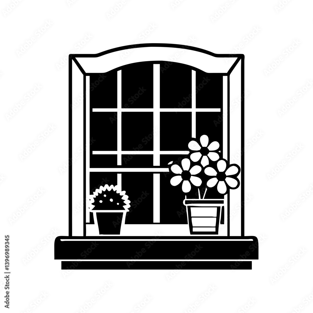 window with flower box icon, window with flower box silhouette vector illustration-simple silhouette illustration of window with flower box, perfect for window with flower box logos and icons window with flower box icon, window with flower box silhouette vector illustration-simple silhouette illustration of window with flower box, perfect for window with flower box logos and icons