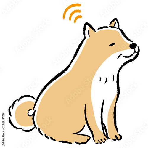 耳が遠いシニア犬のイラスト（難聴）