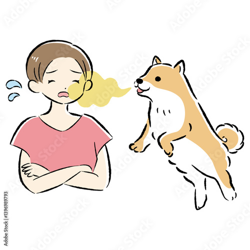 犬の口臭に悩むイラスト