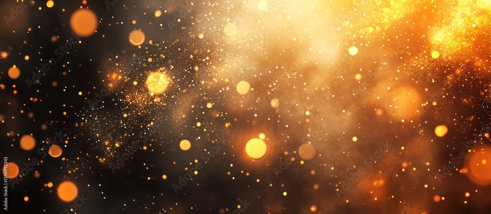 Obraz premium Radiant luminescence with golden sparkles and ethereal bokeh effects background