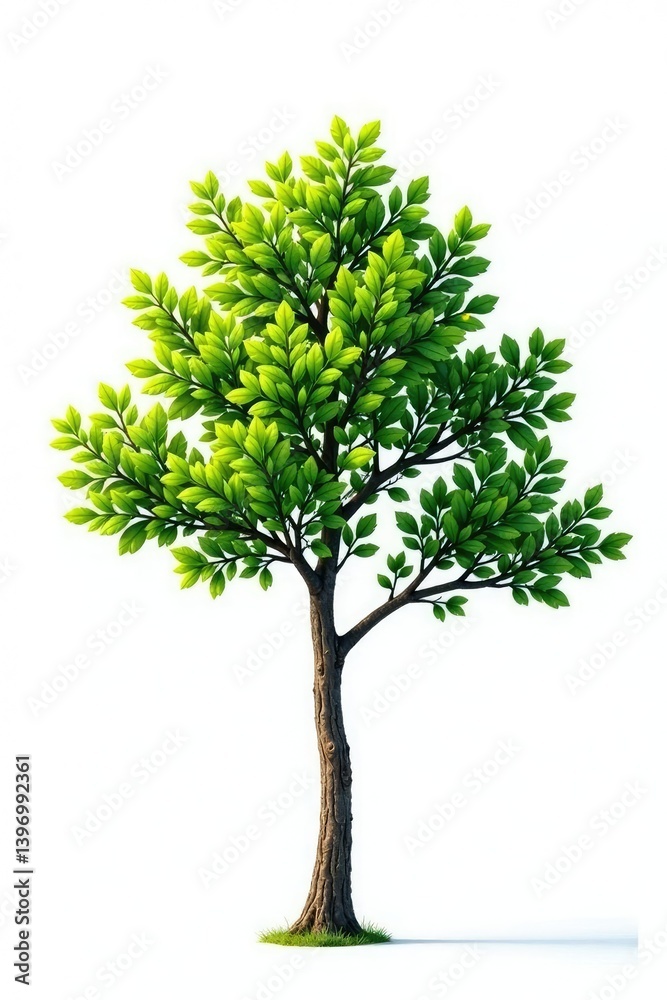 Fototapeta premium White background with a few isolated tree branches, foliage, tree branch, background