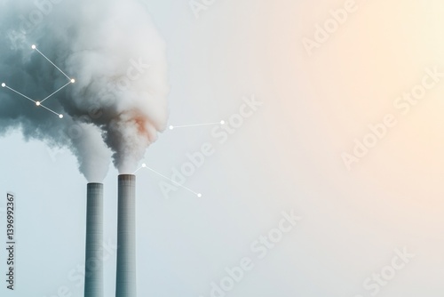 Wallpaper Mural Industrial smokestacks release emissions into atmosphere, highli Torontodigital.ca