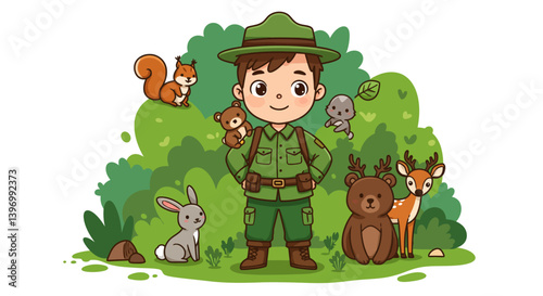 Kids Forest Ranger with Deer, Bear, Rabbit, and More