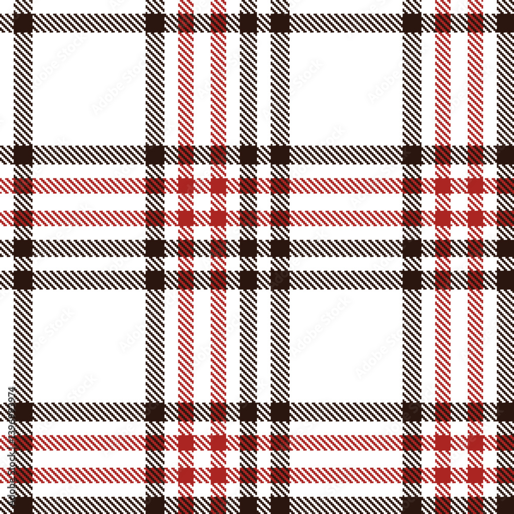 Obraz premium Vibrant white Tartan patterns fabric texture. Elegant Classic dark brown Seamless Tartan