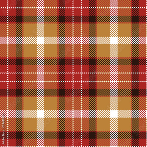 Mellow rust red Tartan patterns fabric texture. Elegant Autumn white Seamless Tartan