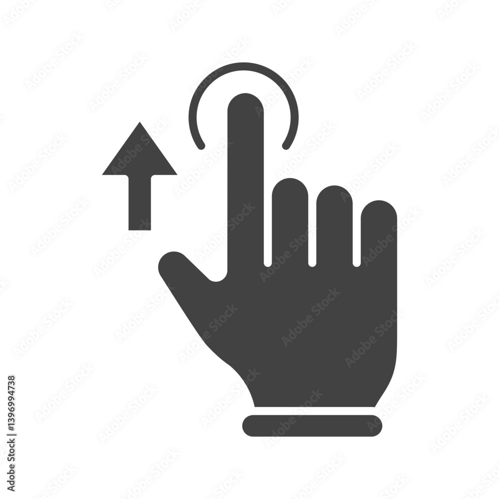 Tap and Move Up icon vector image. Suitable for mobile apps, web apps and print media. Tap and Move Up icon vector image. Suitable for mobile apps, web apps and print media.