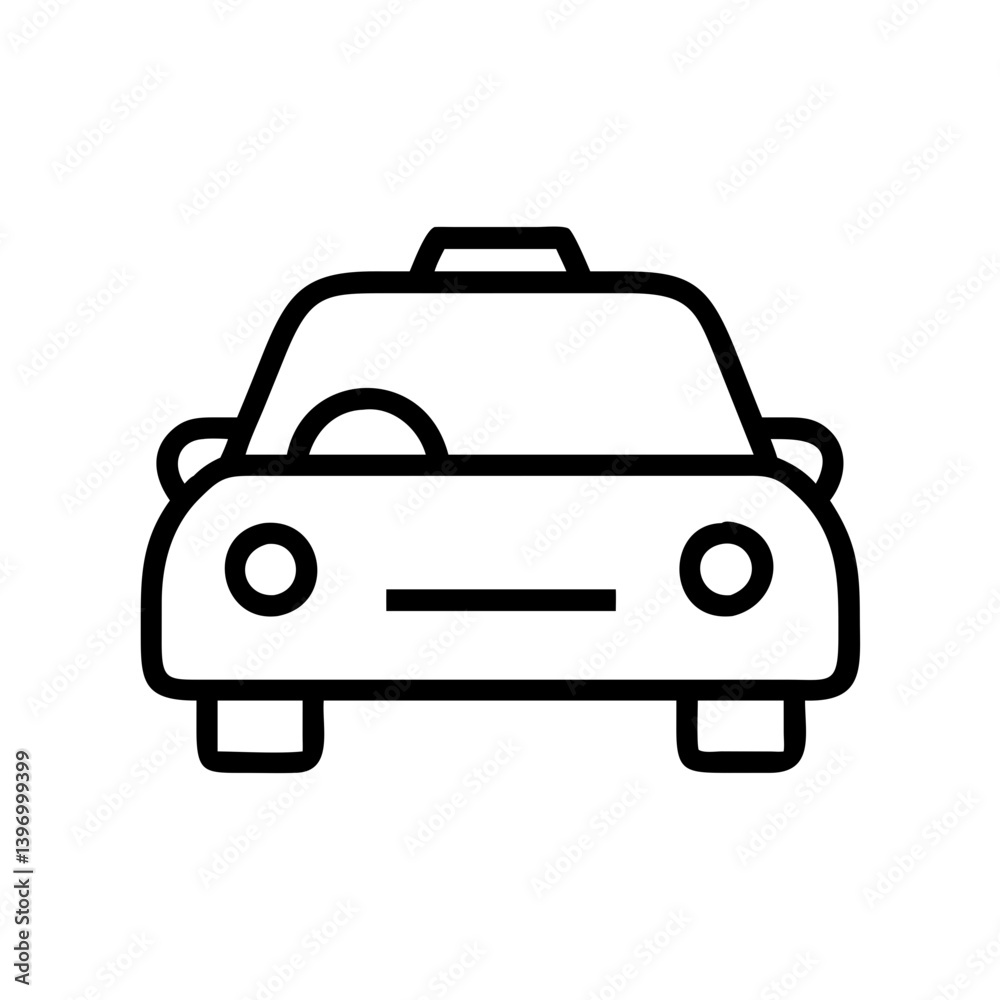 Taxi icon front view on white background Taxi icon front view on white background
