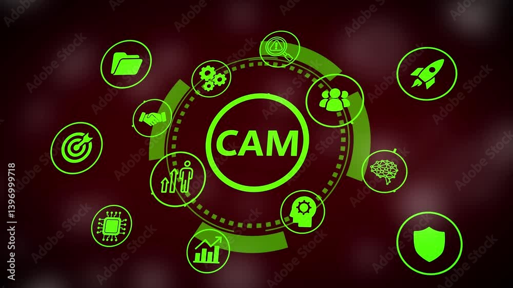 CAM Computer-aided manufacturing industrial technology automation concept.