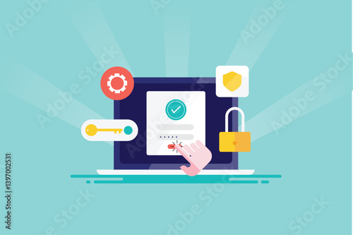 Computer password security check, protect data from unauthorised access concept.