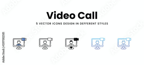 Video Call vector icons set stock illustration