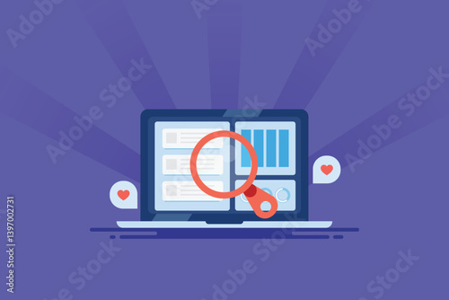 SEO analytics graph and search engine result page, website ranking and keyword position monitoring concept.