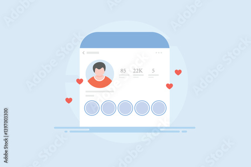 Social media profile optimization, appear in search with keywords, content marketing and brand concept.