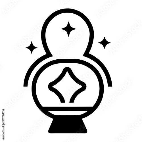 Minimalist Crystal Ball Icon For Fortune Telling And Magic Predictions Theme