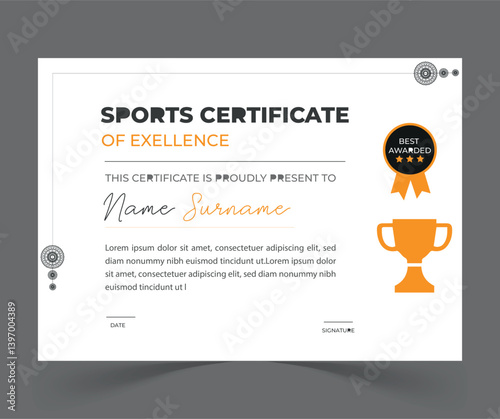sports certificate design.