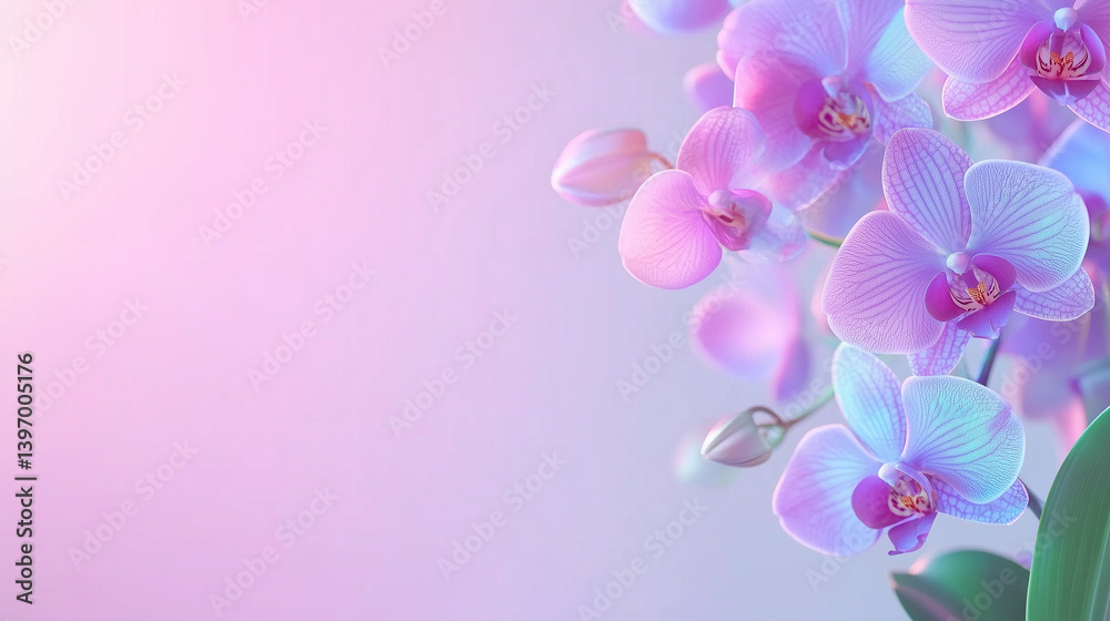 Delicate pastel orchids in soft gradient background Delicate pastel orchids in soft gradient background