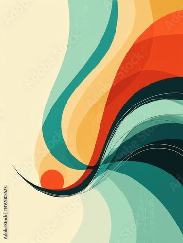 Colorful Abstract Landscape with Flowing Shapes