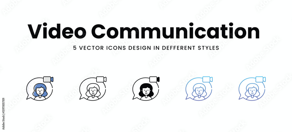 Video Communication vector icons set stock illustration Video Communication vector icons set stock illustration