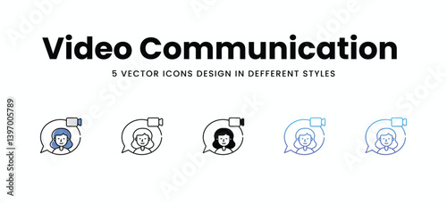 Video Communication  vector icons set stock illustration